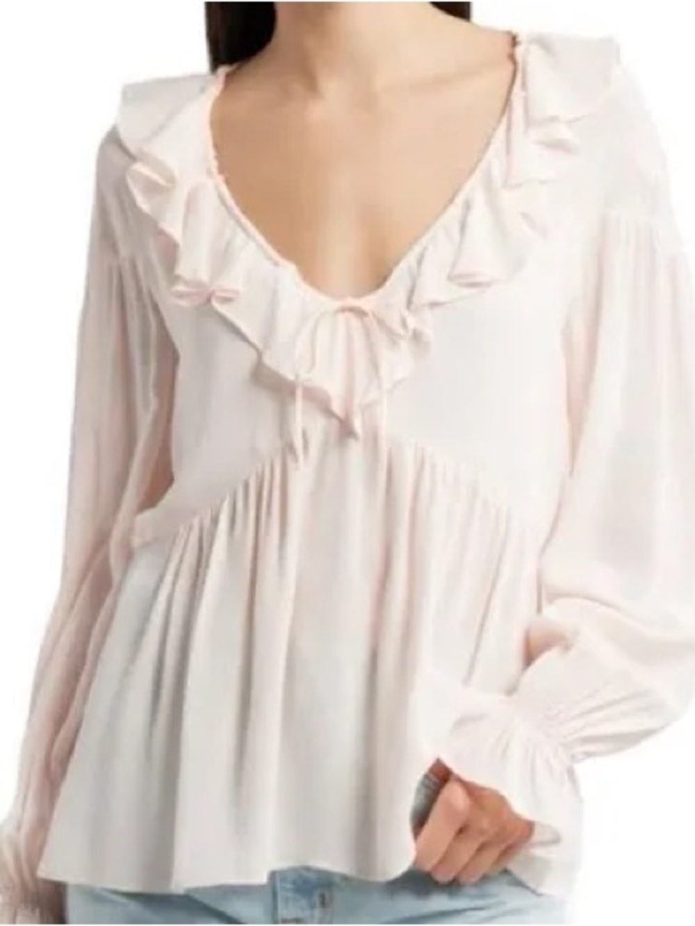 Reformation Wyn Ruffle Shirt size 10 in pink